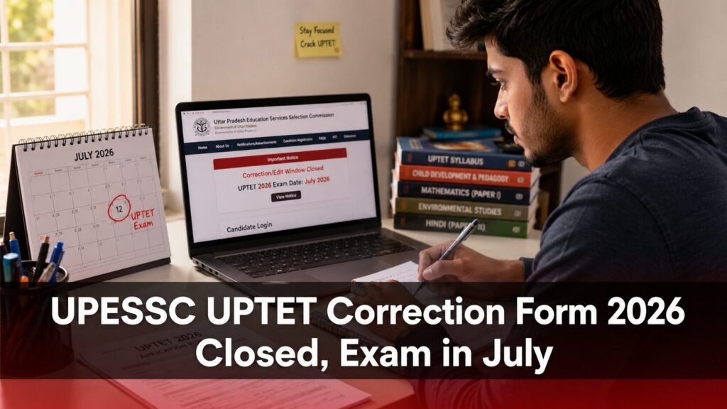 UPTET Correction Form 2026, candidate checking closed edit window