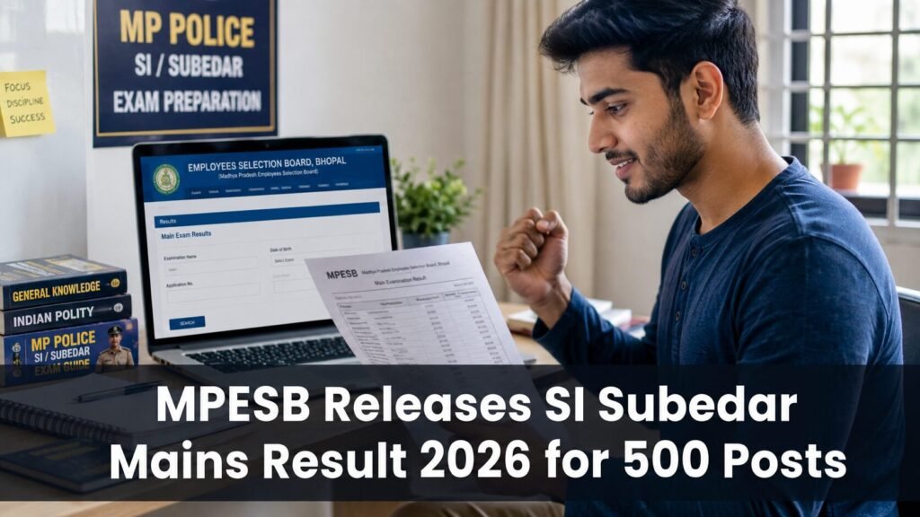 MPESB MP Police SI Subedar Mains Result 2026 candidate checking result